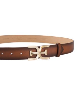 Women's Brass-Tone Double-E Plaque Buckle Casual Belt