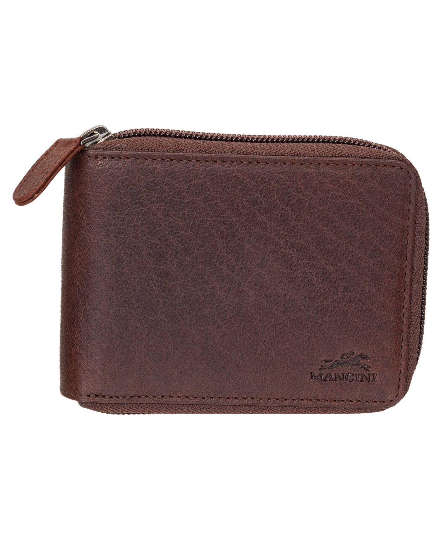 Мужской кошелёк Mancini Buffalo RFID Secure Zippered Billfold Wallet with Removable Passcase, цвет: Коричневый — фото 1