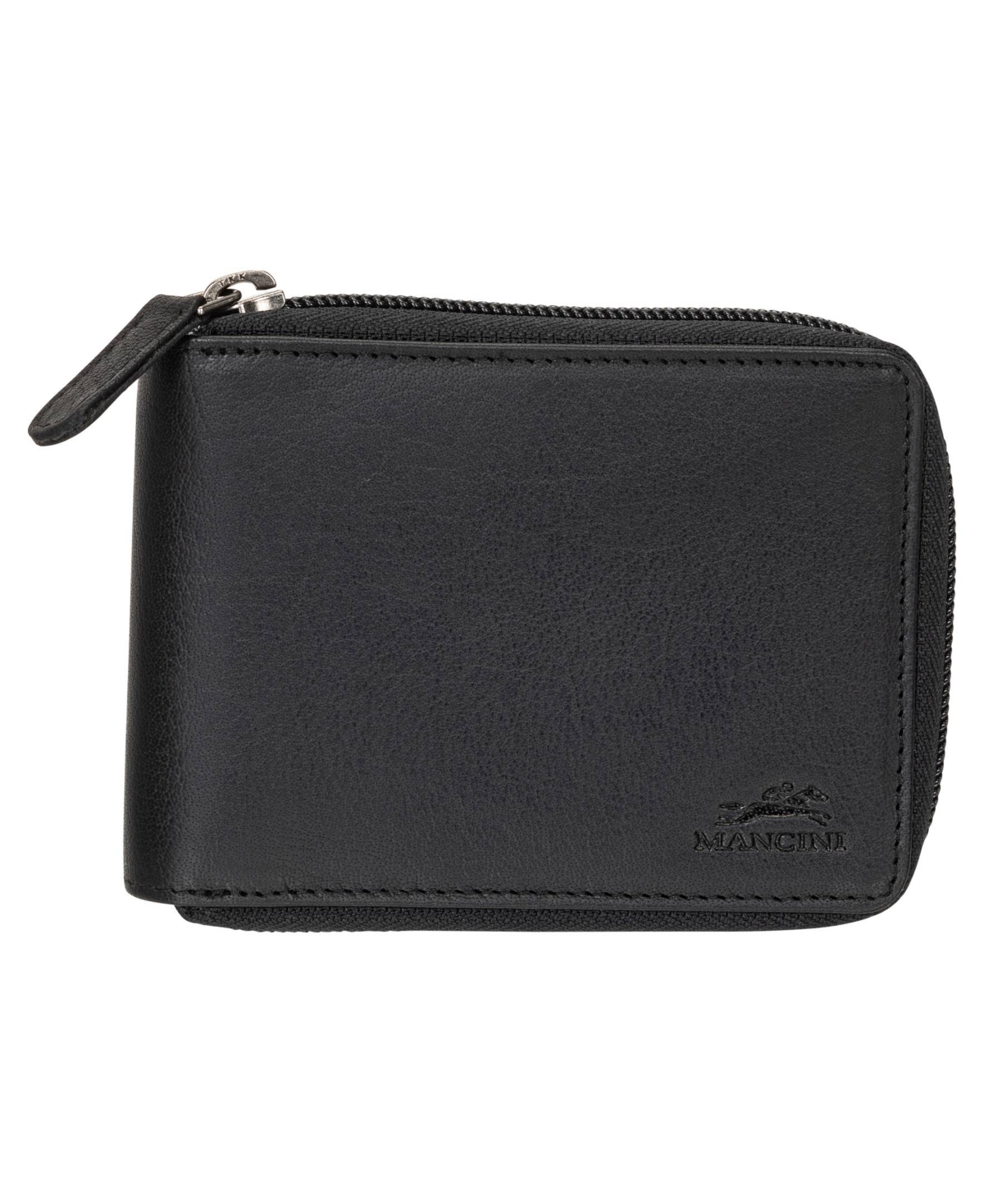Mancini Men's Buffalo Rfid Secure Zippered Billfold Wallet With Removable Passcase In Black