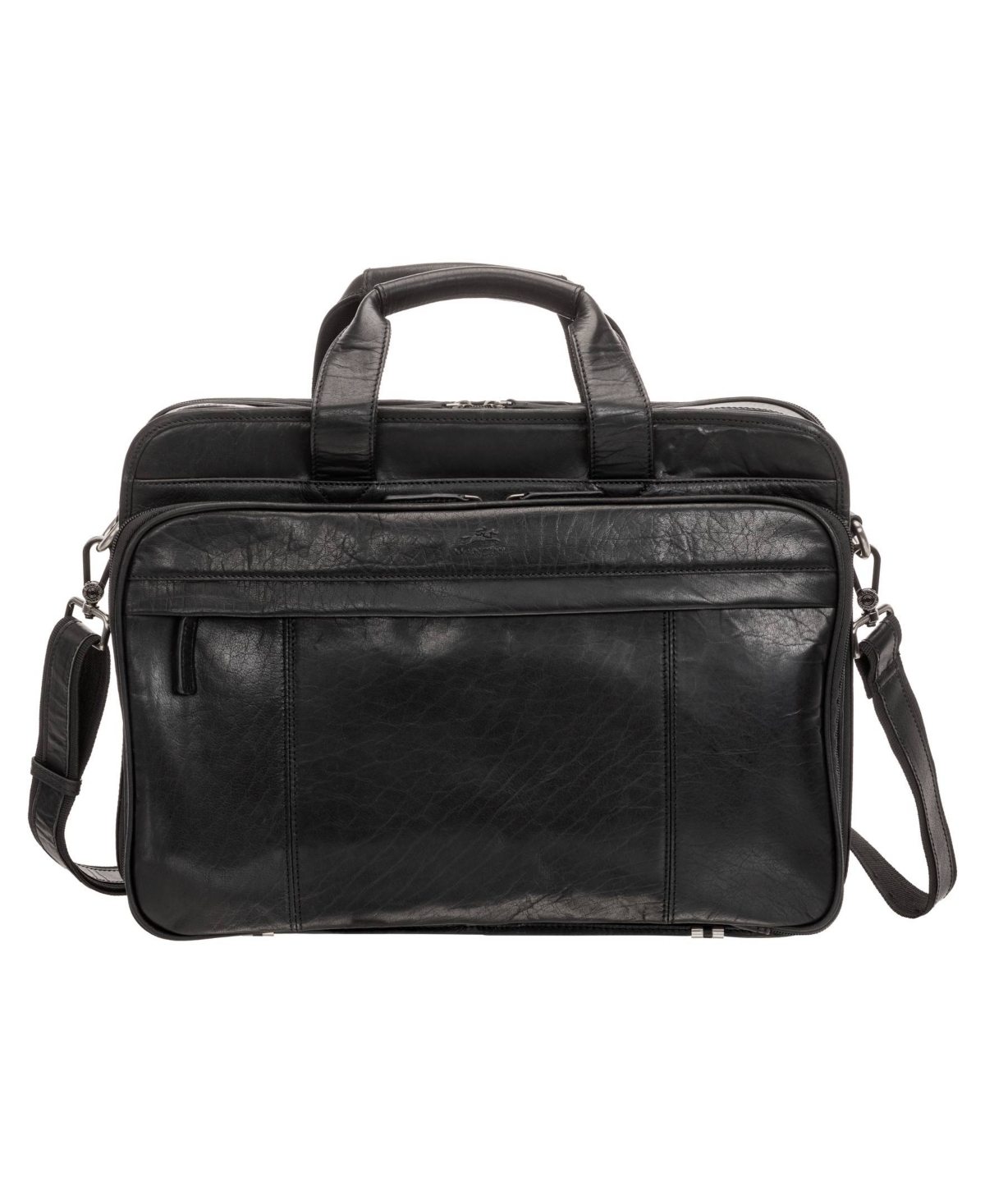 Mancini Men's Buffalo Double Compartment Top Zipper 15.6" Laptop And Tablet Briefcase In Black