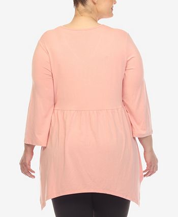 Empire Waist V-Neck Tunic Top - Plus
