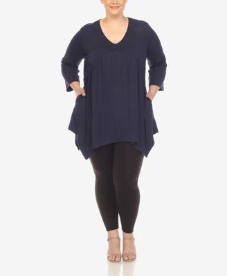 Plus Size Empire Cut V-neck Tunic Top