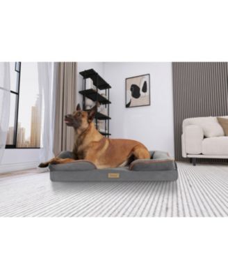 Snuggle Pet Mattress | Large to Extra Large Pet Mattress | 2-in-1 Cool Gel Infused with High Density foam | Pet Mattress with Bumper | Anti-Slip Pet Mattress Bed | Orthopedic Pet Mattress