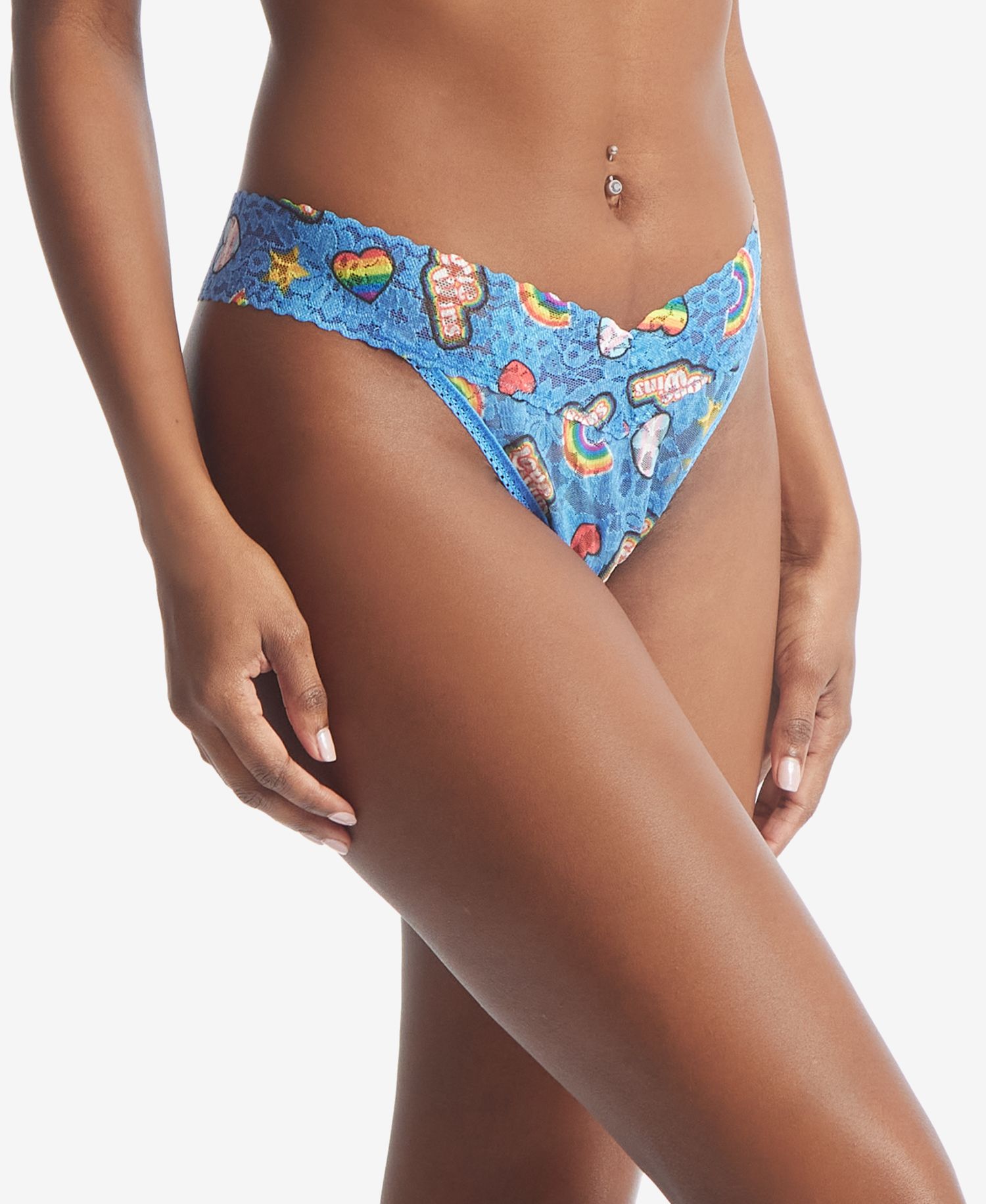 Women's Printed Daily Lace Original Rise Thong Underwear