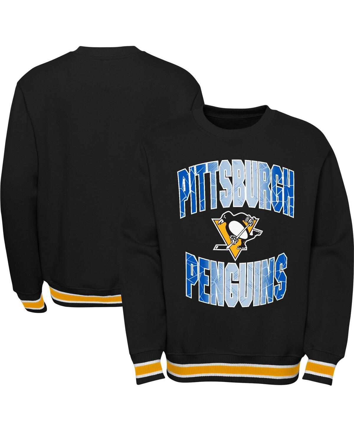 Outerstuff Kids' Big Boys And Girls Black Pittsburgh Penguins Classic Blueliner Pullover Sweatshirt