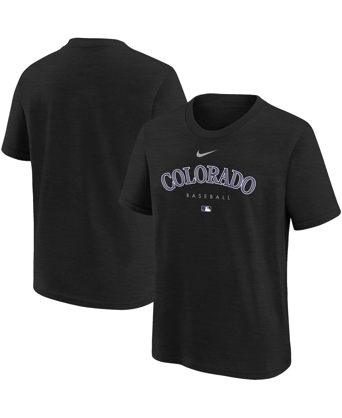 Nike Kids' Big Boys And Girls  Black Colorado Rockies Authentic Collection Early Work Tri-blend T-shirt