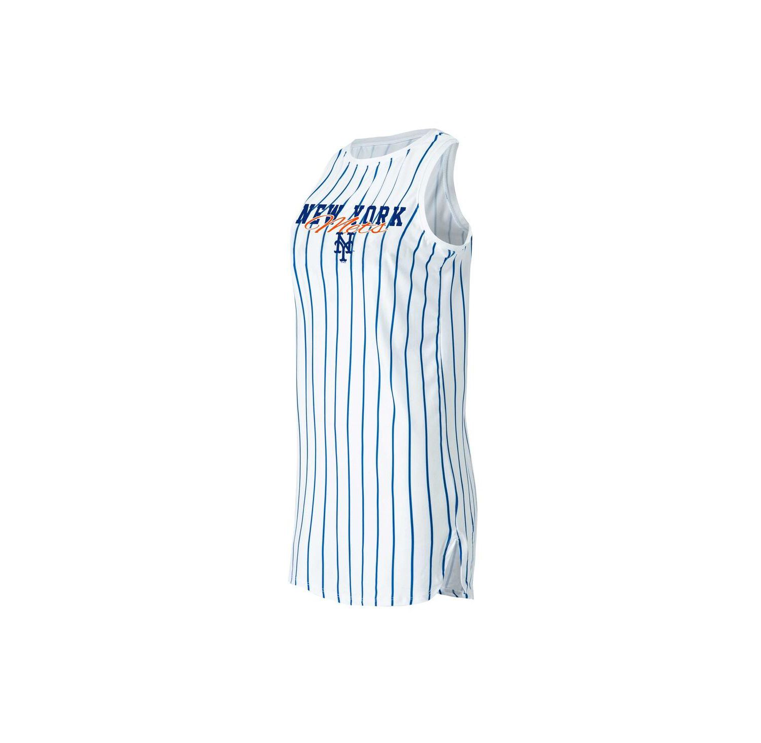 Women's White New York Mets Reel Pinstripe Knit Sleeveless Nightshirt