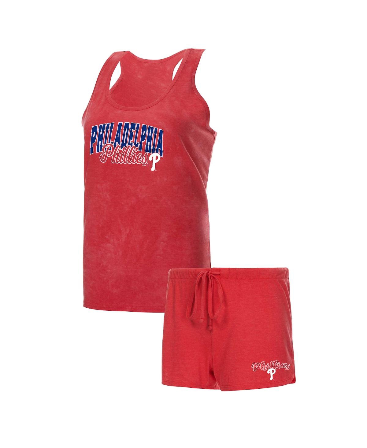 Concepts Sport Women's  Red Philadelphia Phillies Billboard Racerback Tank And Shorts Sleep Set