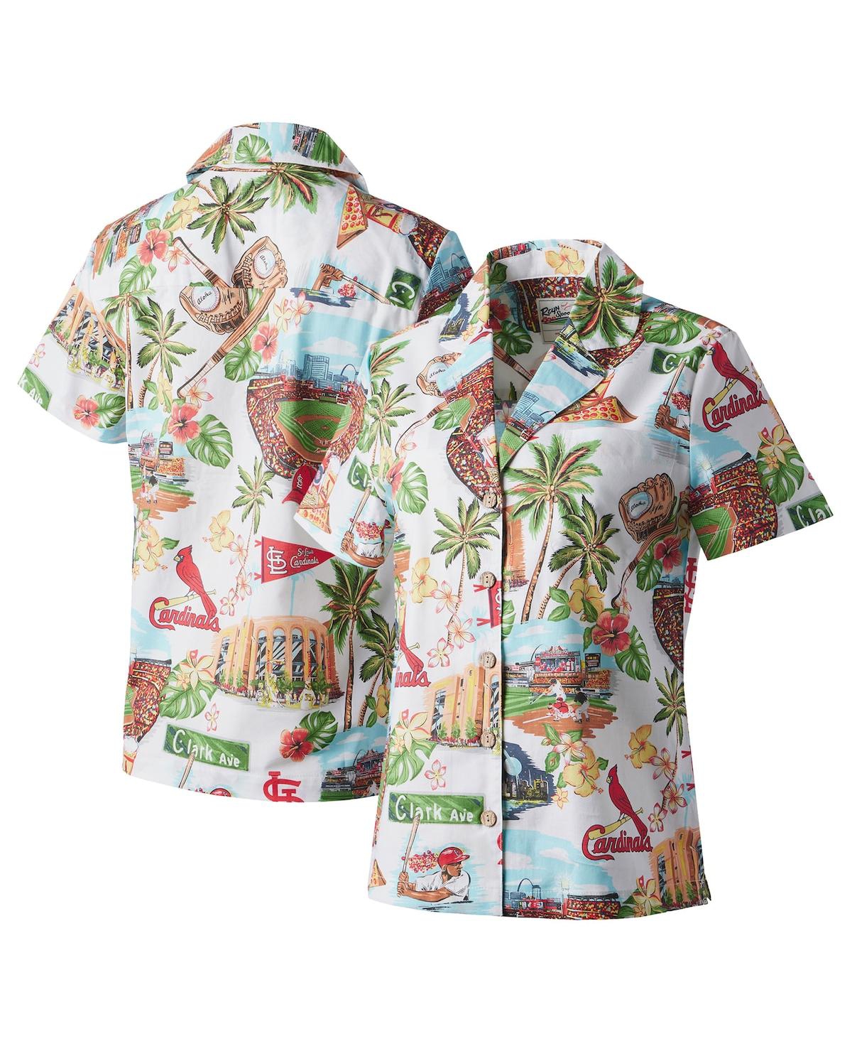 REYN SPOONER WOMEN'S REYN SPOONER WHITE ST. LOUIS CARDINALS SCENIC CAMP BUTTON-UP SHIRT