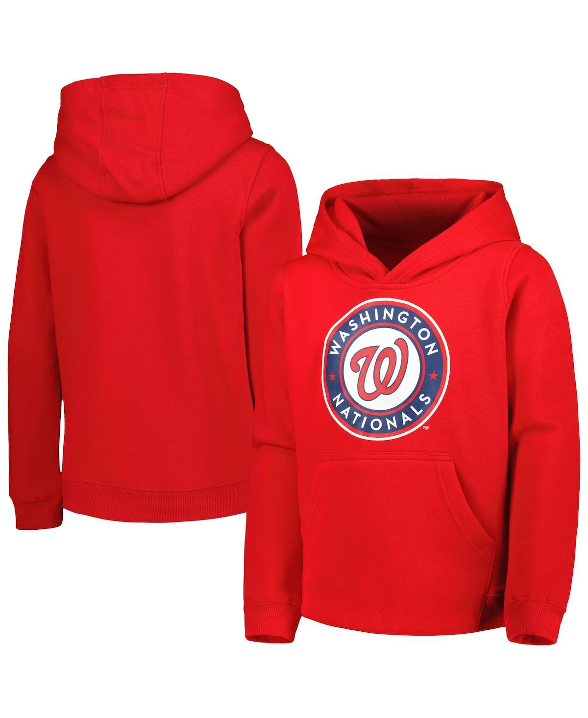 Outerstuff Toddler Red Washington Nationals Team Primary Logo Fleece Pullover Hoodie In Red