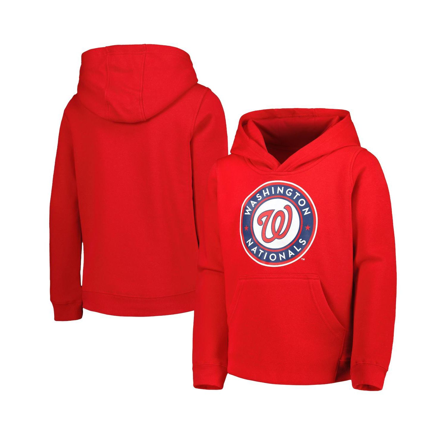 Big Boys and Girls Red Washington Nationals Team Primary Logo Pullover Hoodie