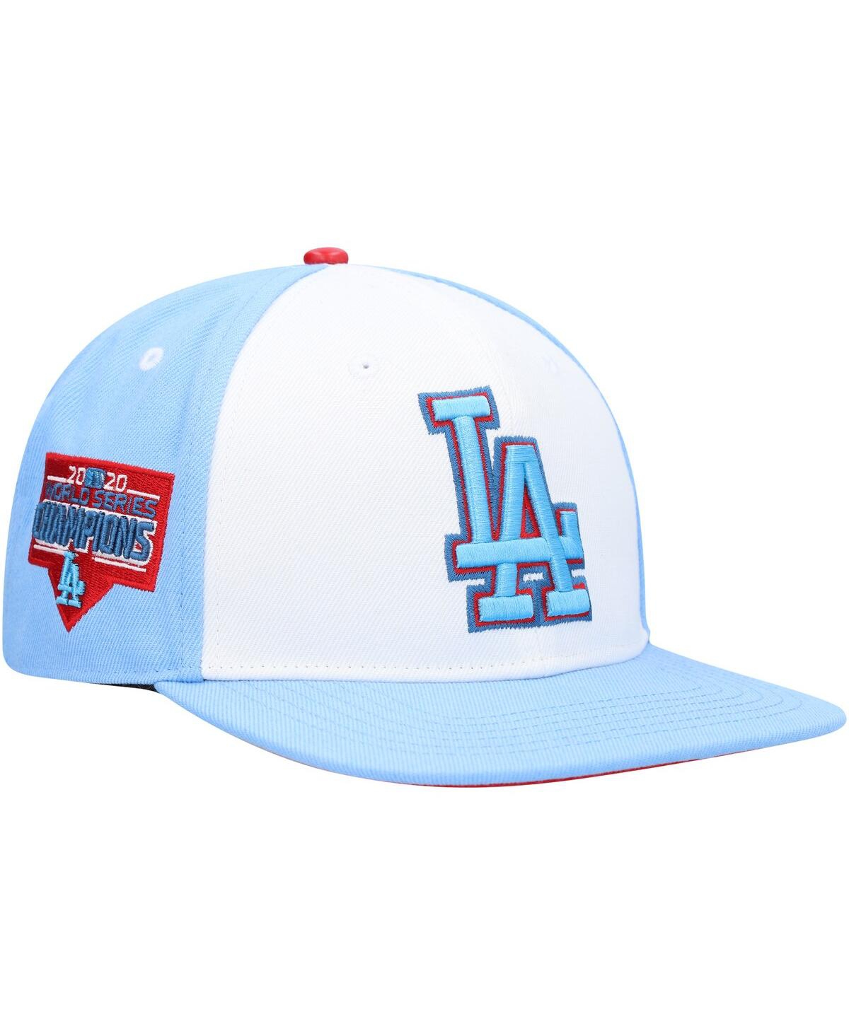 Shop Pro Standard Men's  White, Light Blue Los Angeles Dodgers Blue Raspberry Ice Cream Drip Snapback Hat In White,light Blue