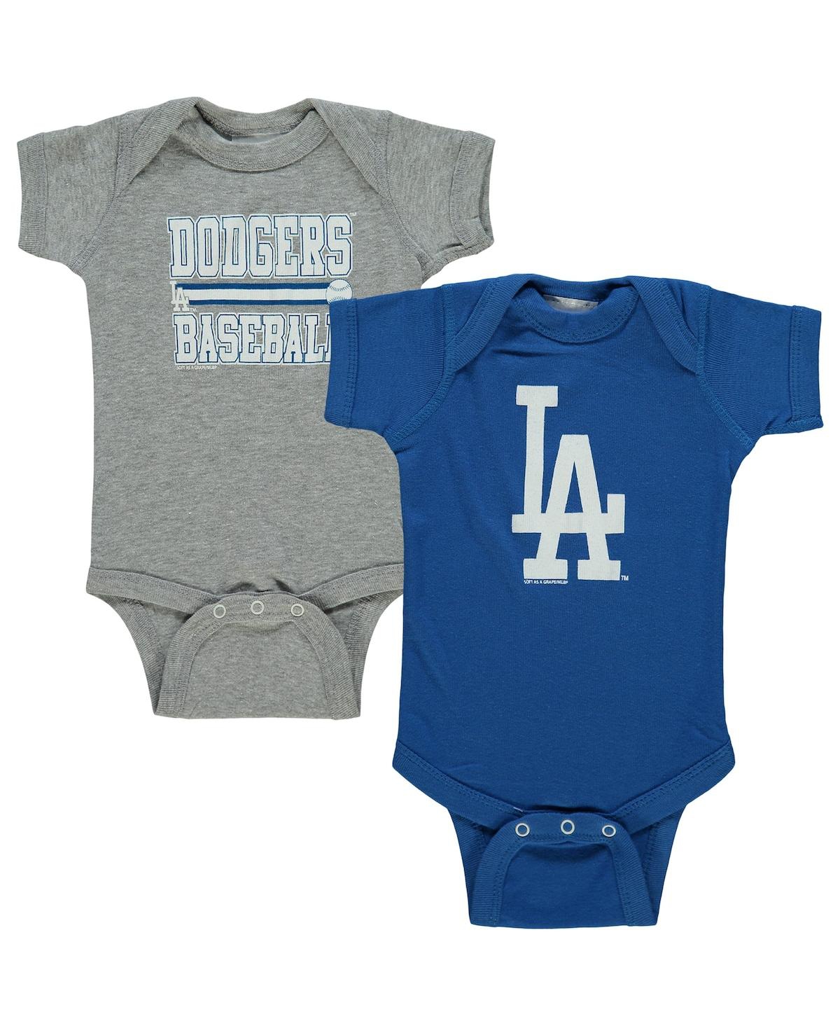 Shop Soft As A Grape Boys And Girls Newborn And Infant  Royal, Gray Los Angeles Dodgers 2-piece Body Suit In Royal,gray