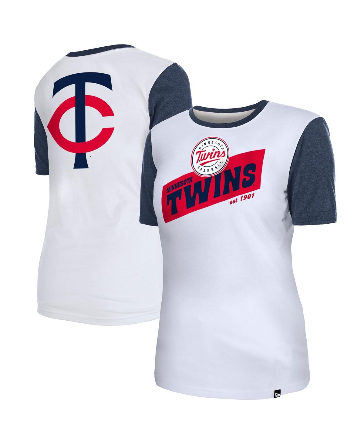 Shop New Era Women's  White Minnesota Twins Colorblock T-shirt
