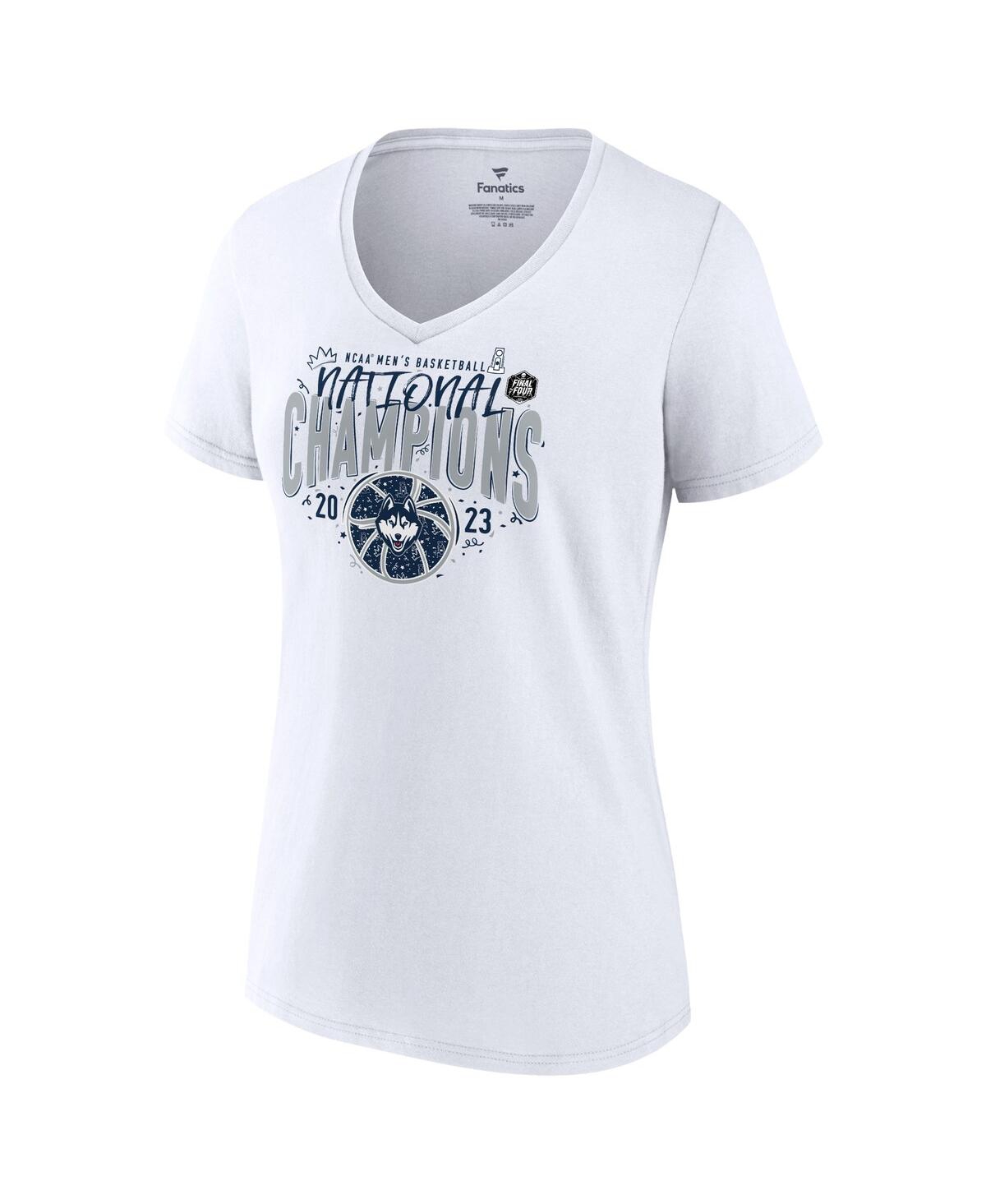 Fanatics Women's  White Uconn Huskies 2023 Ncaa Men's Basketball National Champions Confetti V-neck T In White