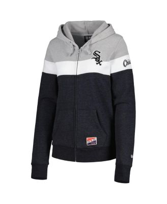 Women's Heather Black Chicago White Sox Colorblock Full-Zip Hoodie Jacket