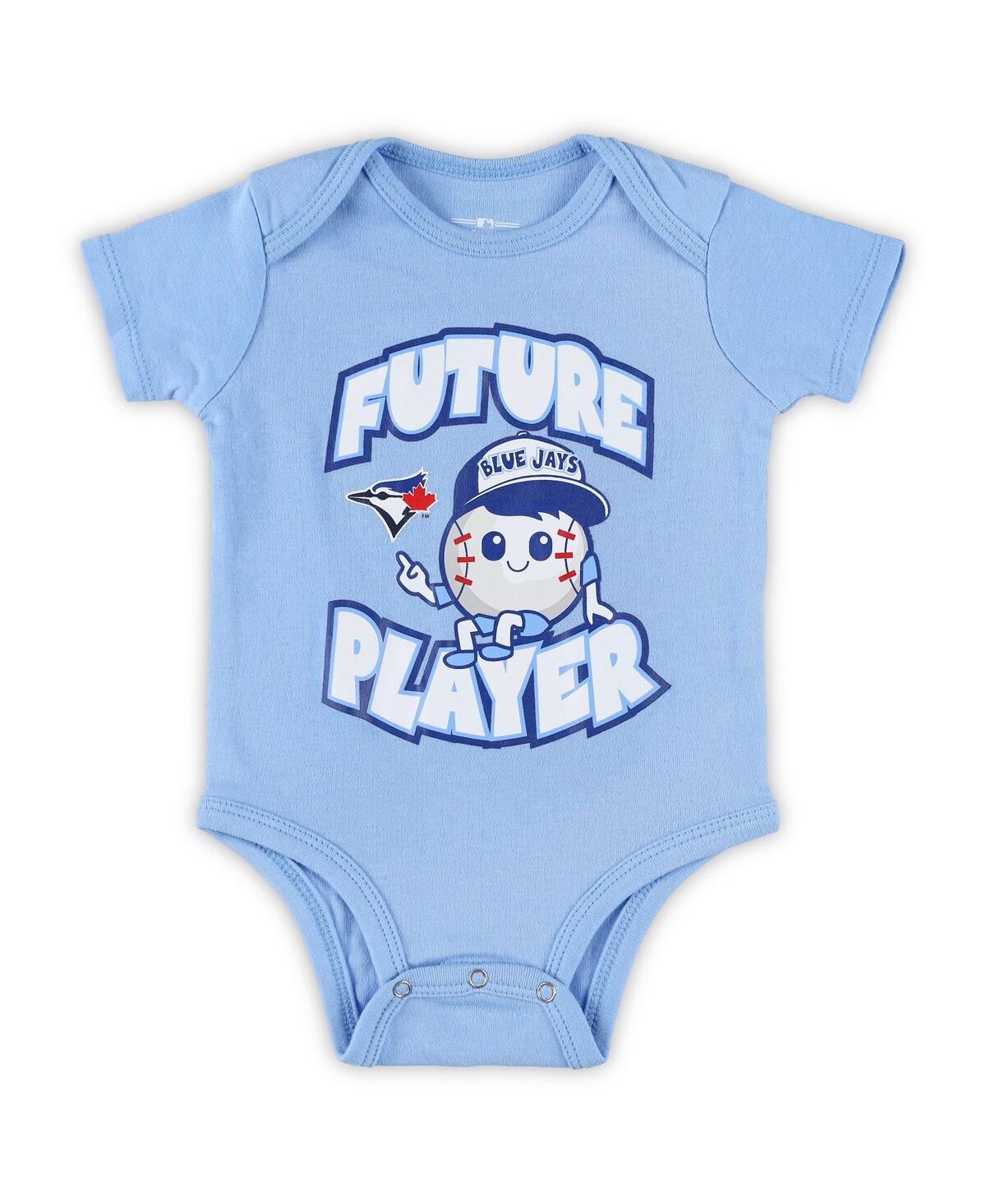 Newborn and Infant Boys and Girls Powder Blue, White Toronto Blue Jays Minor League Player Three-Pack Bodysuit Set - Powder Blue, White