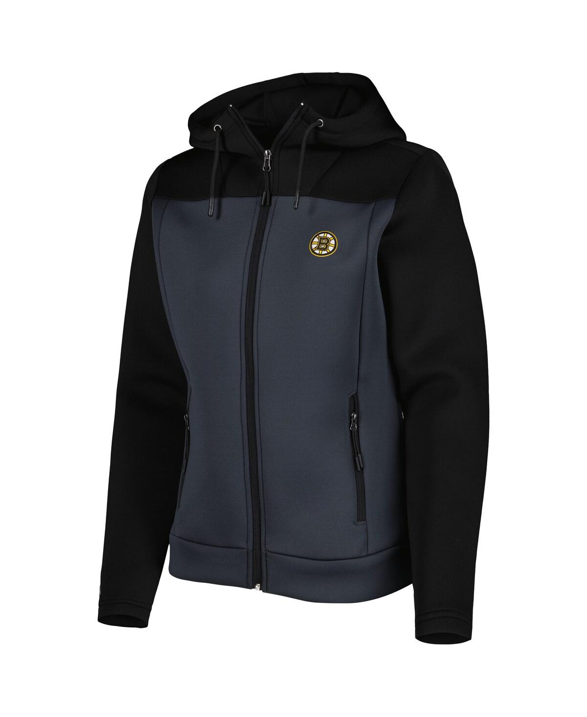 Shop Antigua Women's  Black, Gray Boston Bruins Protect Full-zip Jacket In Black,gray