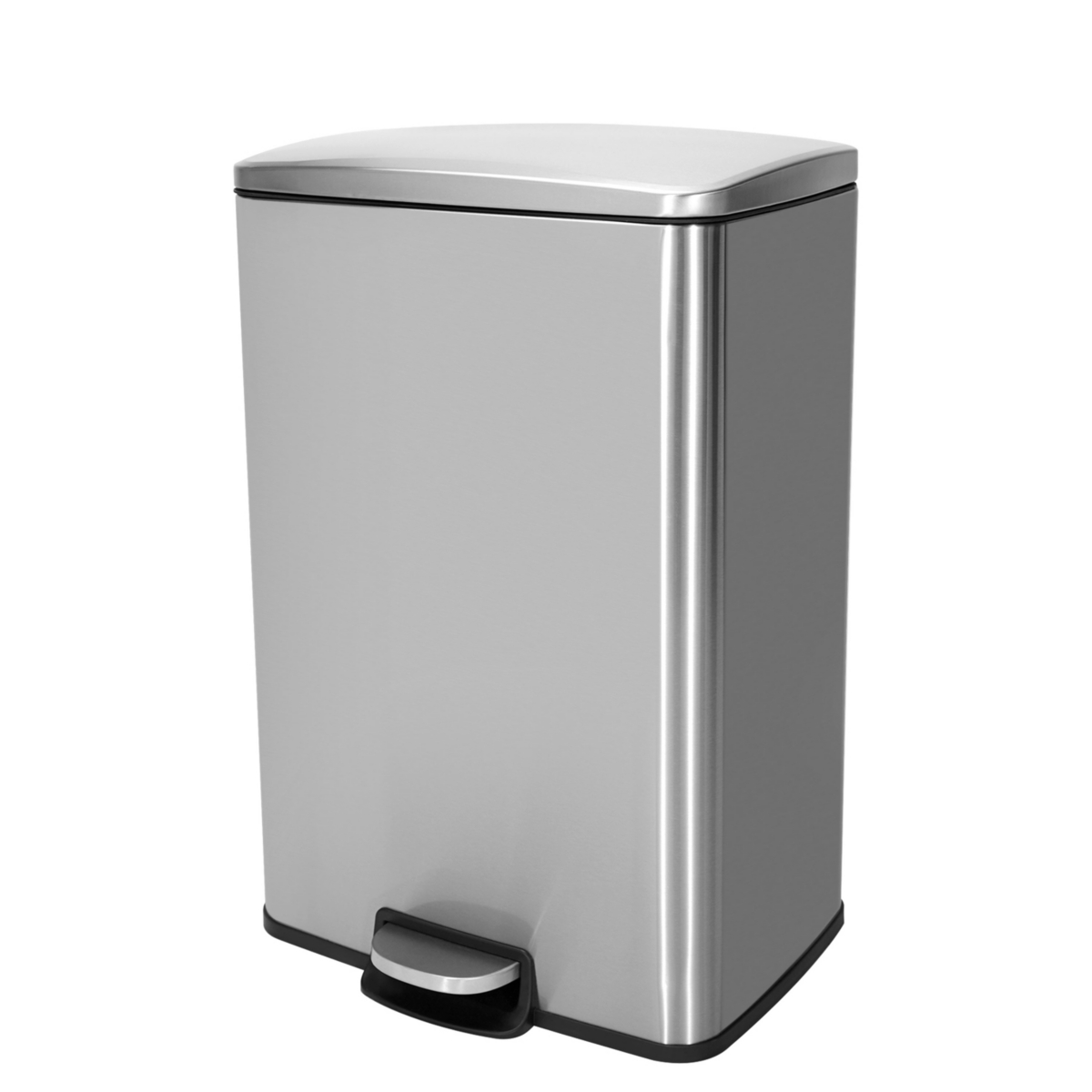 13 Gal./50 Liter Rectangular Stainless Steel Step-on Trash Can for Kitchen - Silver
