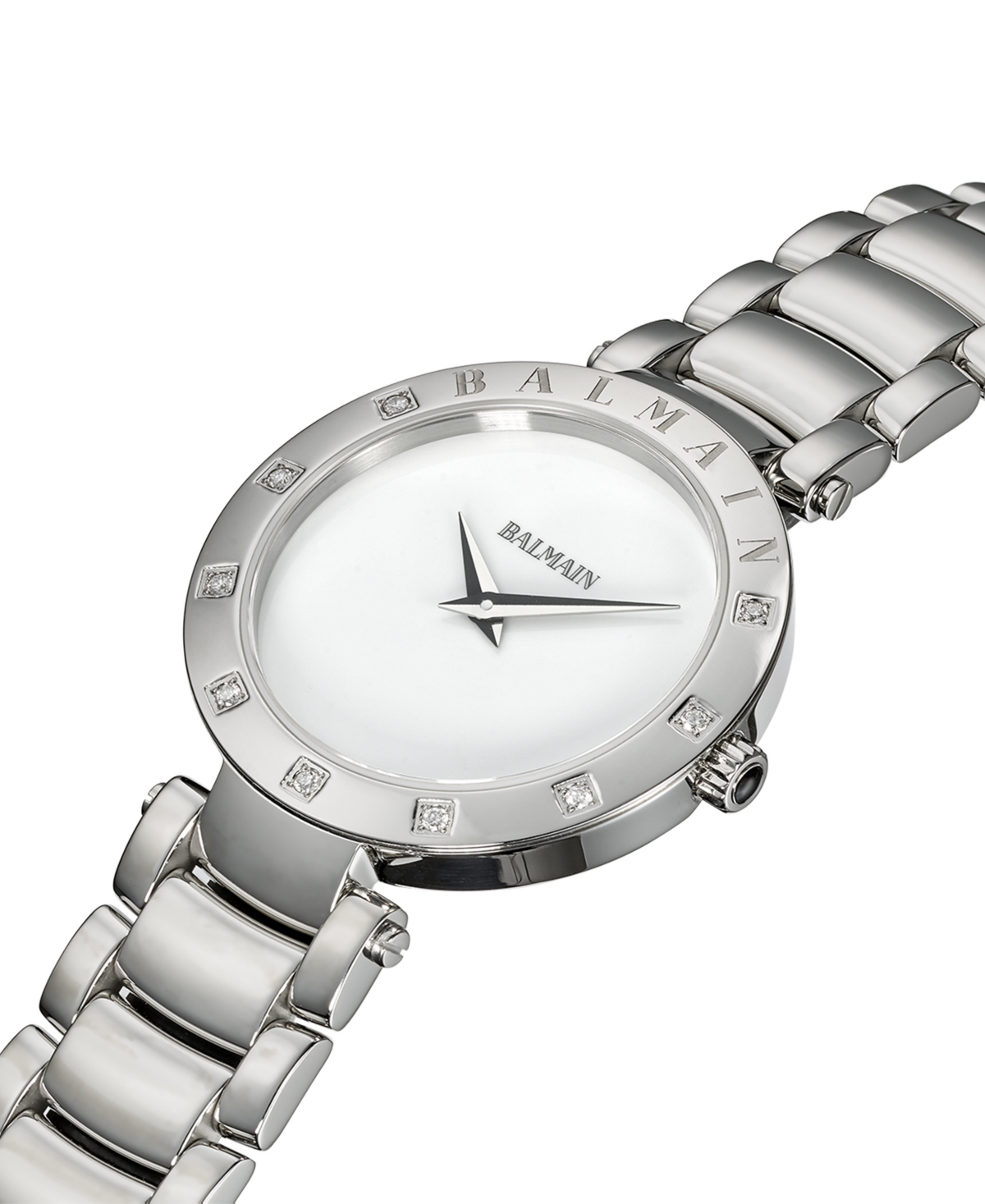 Shop Balmain Women's Swiss Ia Bijou Diamond (1/10 Ct. T.w.) Stainless Steel Bracelet Watch 33mm In Silver