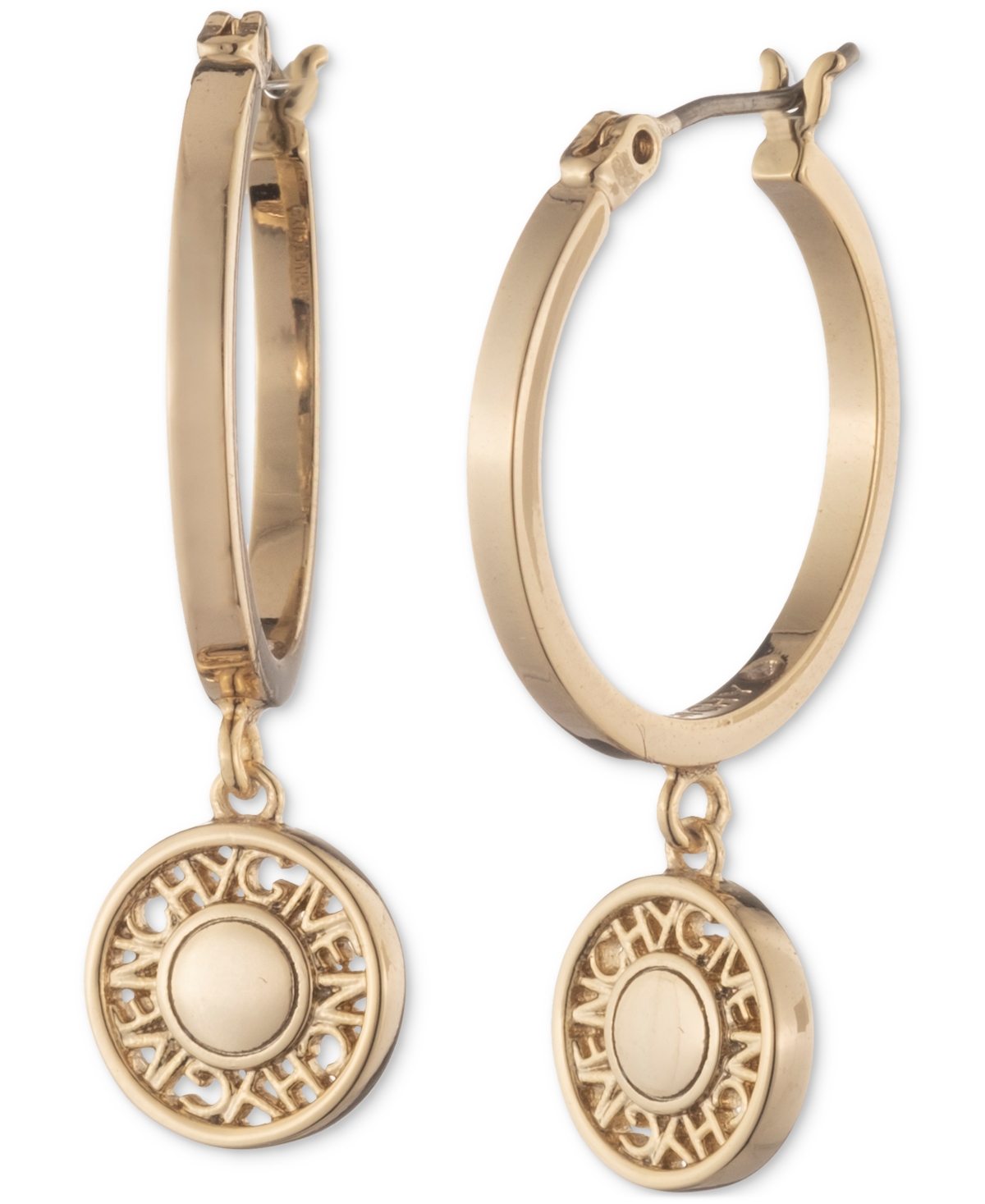 Givenchy Gold-tone Logo Coin Charm Hoop Earrings