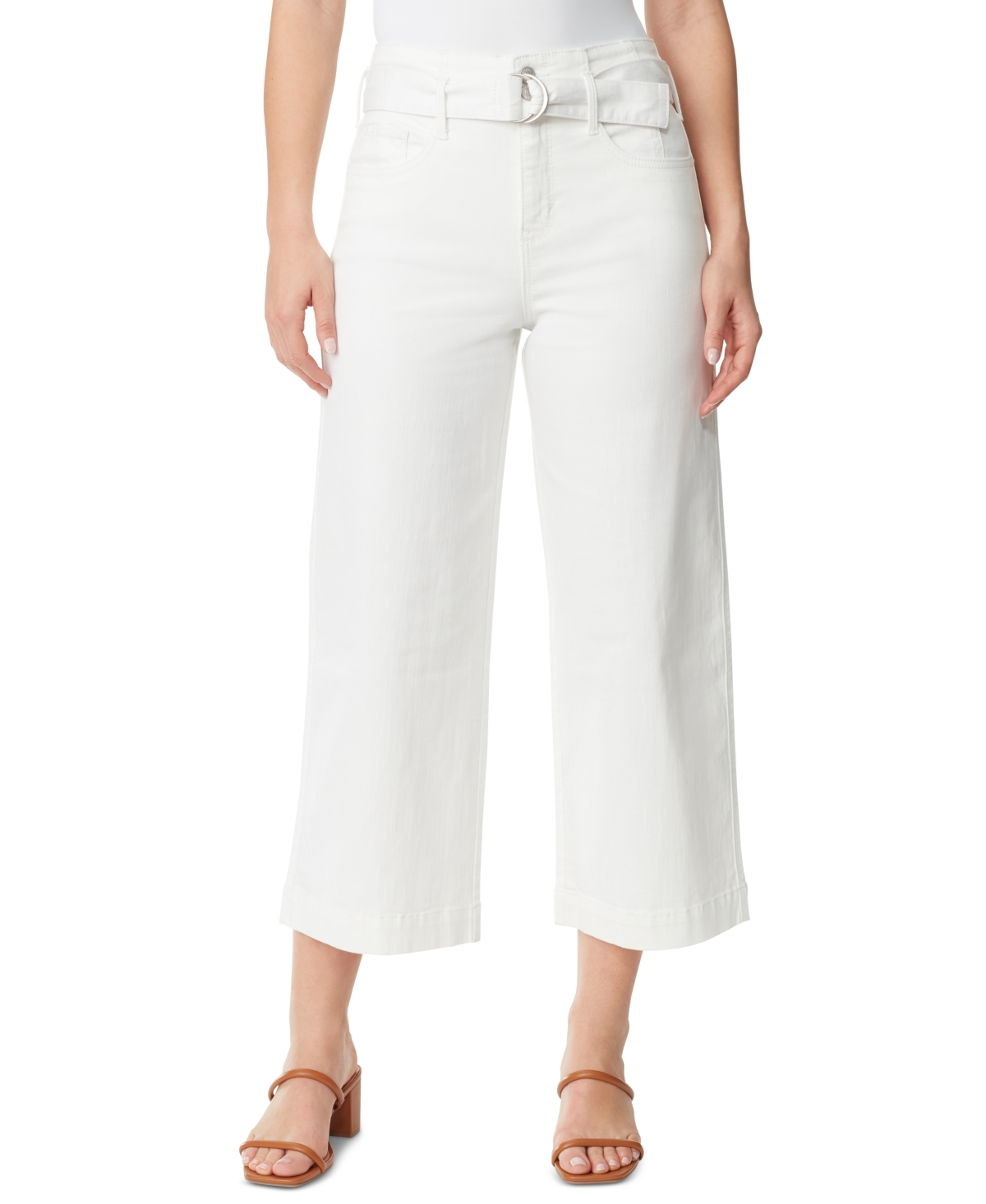 Women's Cropped Wide-Leg Belted Jeans - Caraway Wash