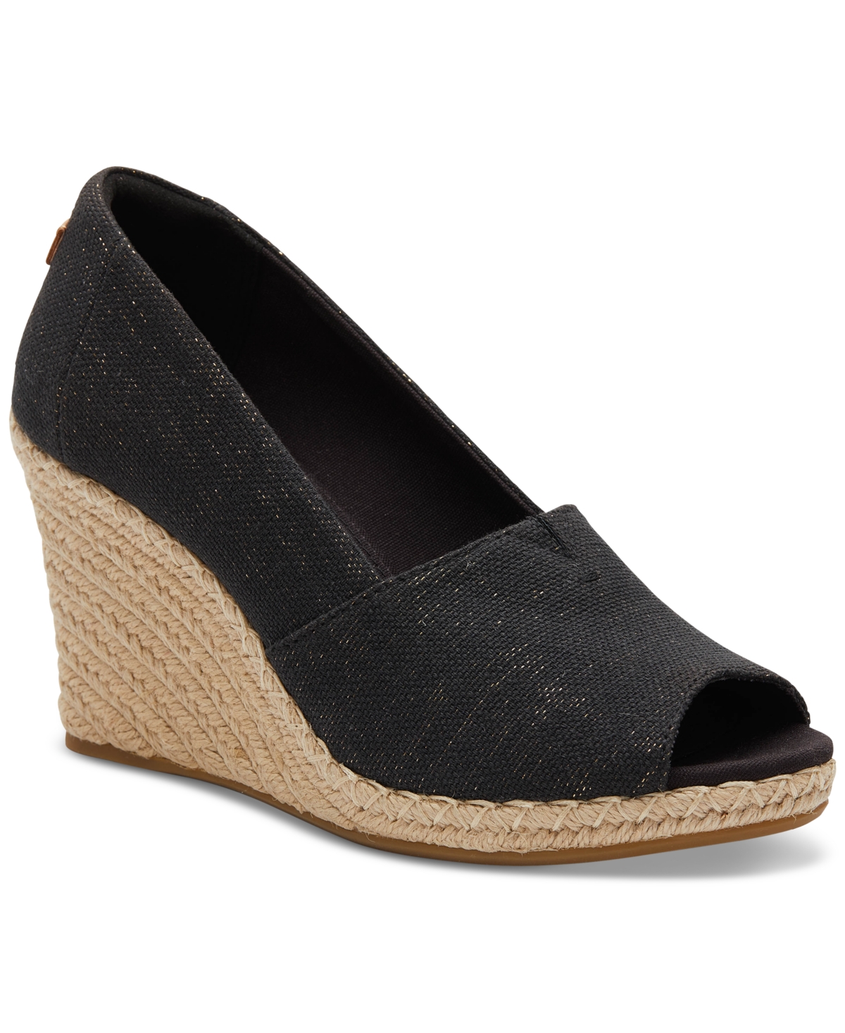 Toms Women's Michelle Recycled Peep-toe Espadrille Wedges Women's Shoes In Black