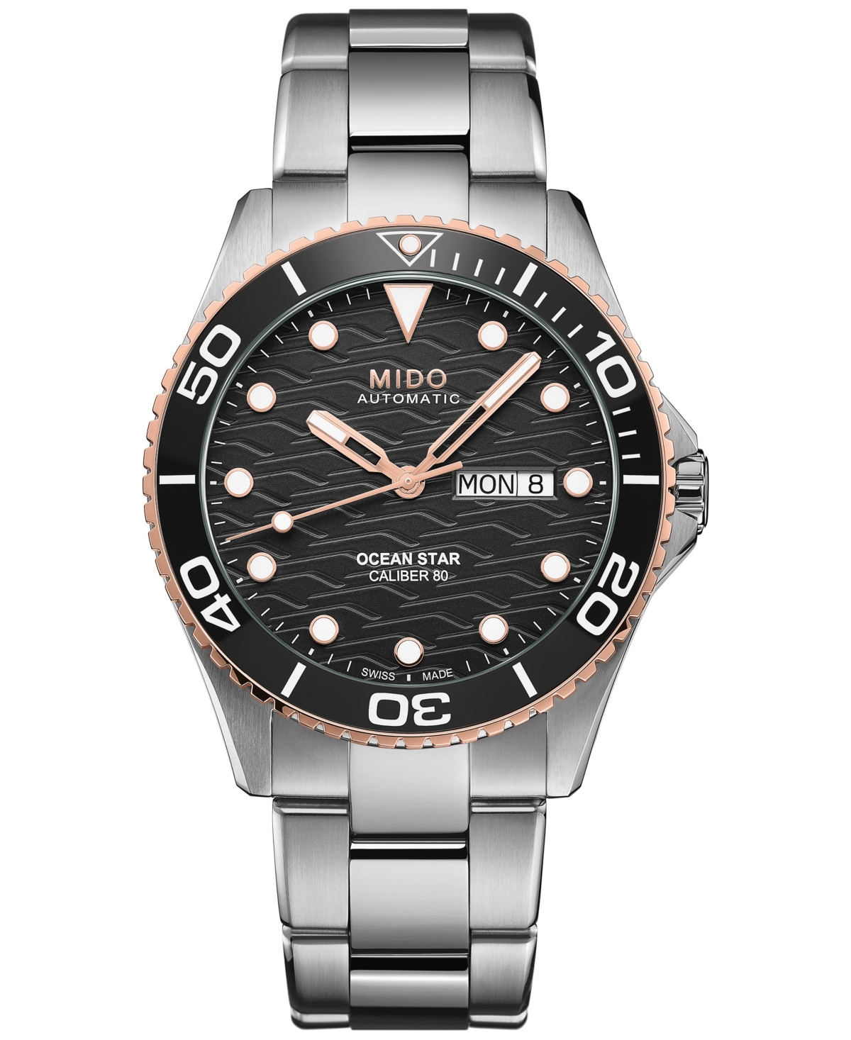 Mido Unisex Swiss Automatic Ocean Star 200 Stainless Steel Bracelet Watch 44mm In Black