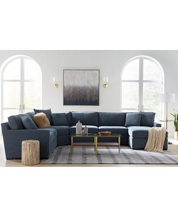 5 Piece Fabric Chaise Sectional Sofa