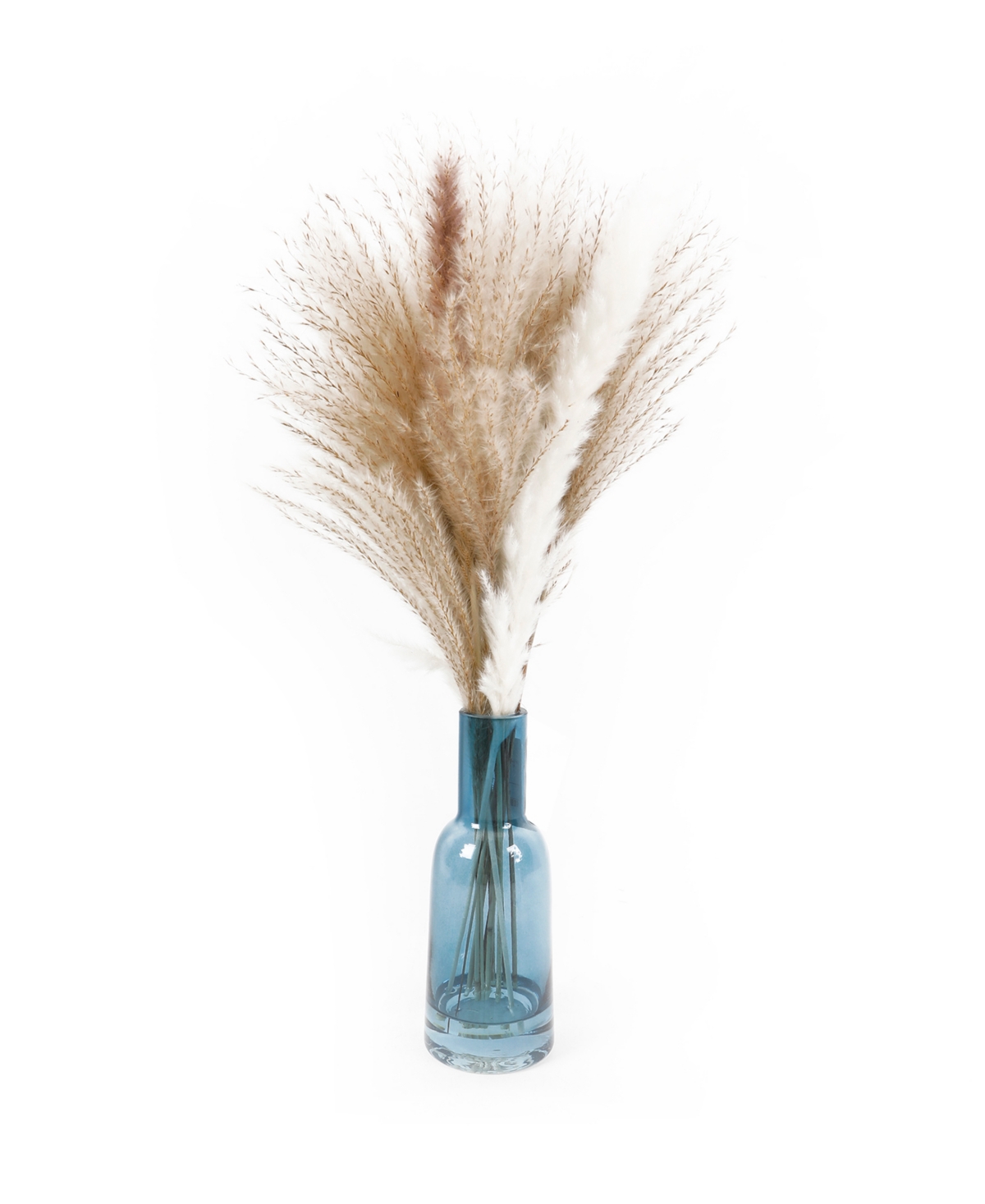 19.75" H Pampas Grass Mix in 7.65" H Glass with Fake Water - Blue