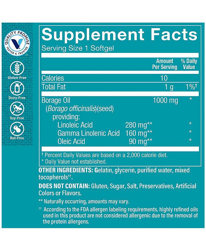 The Vitamin Shoppe Borage Oil for Women's Health Natural Source of