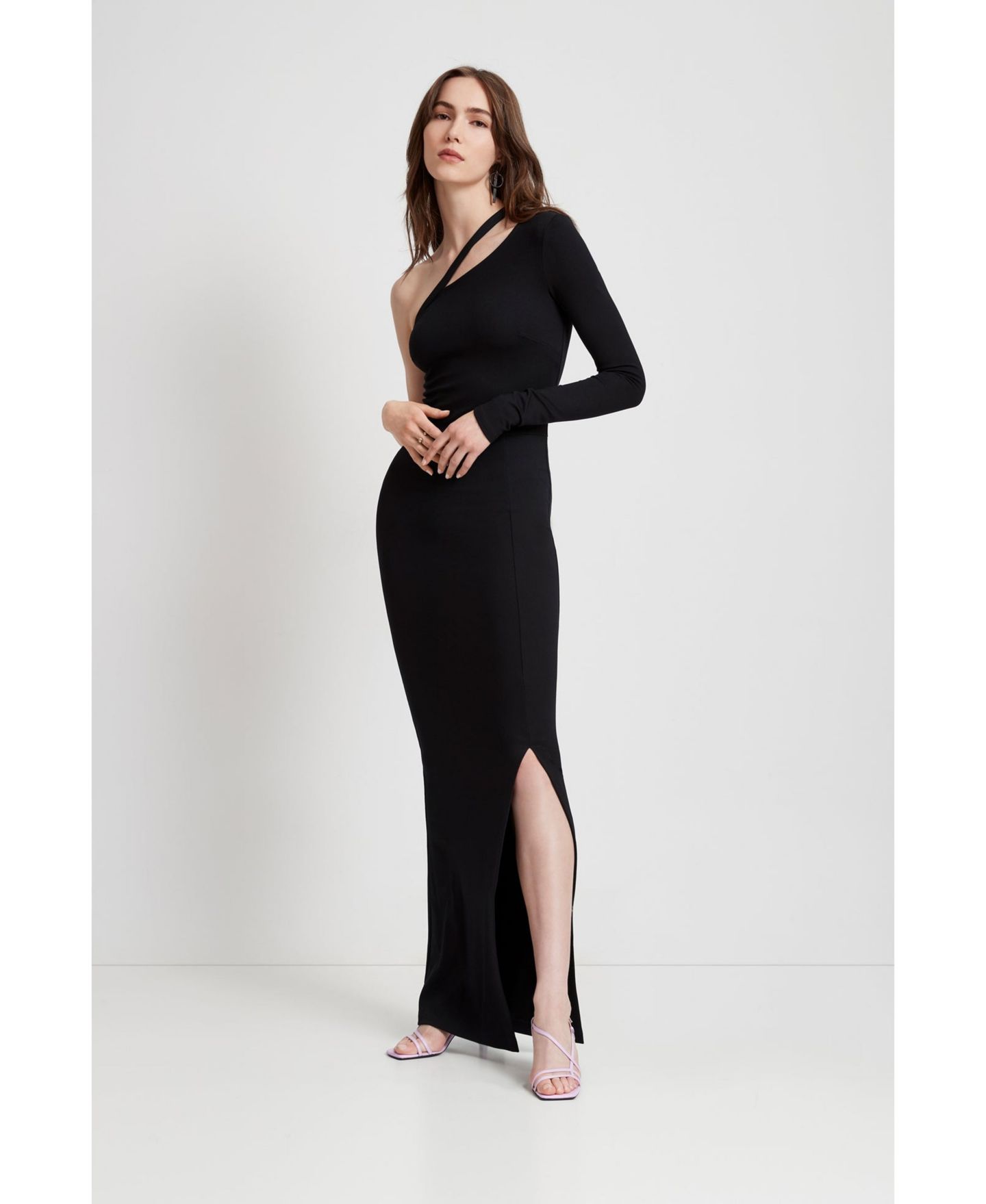 Женское платье Marcella Lydia Cutout One-Shoulder Side-Slit Maxi, цвет: Чёрный — фото 2