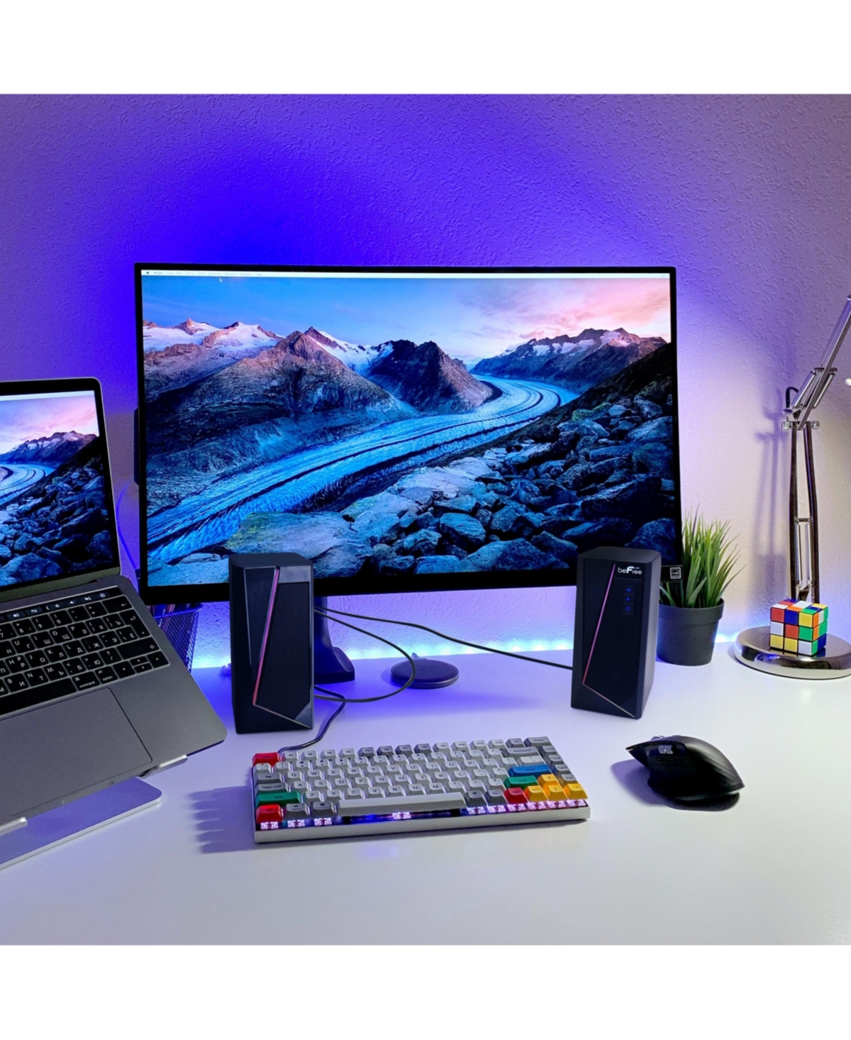 beFree Sound 2.0 Computer Gaming Speakers with Led Rgb Lights