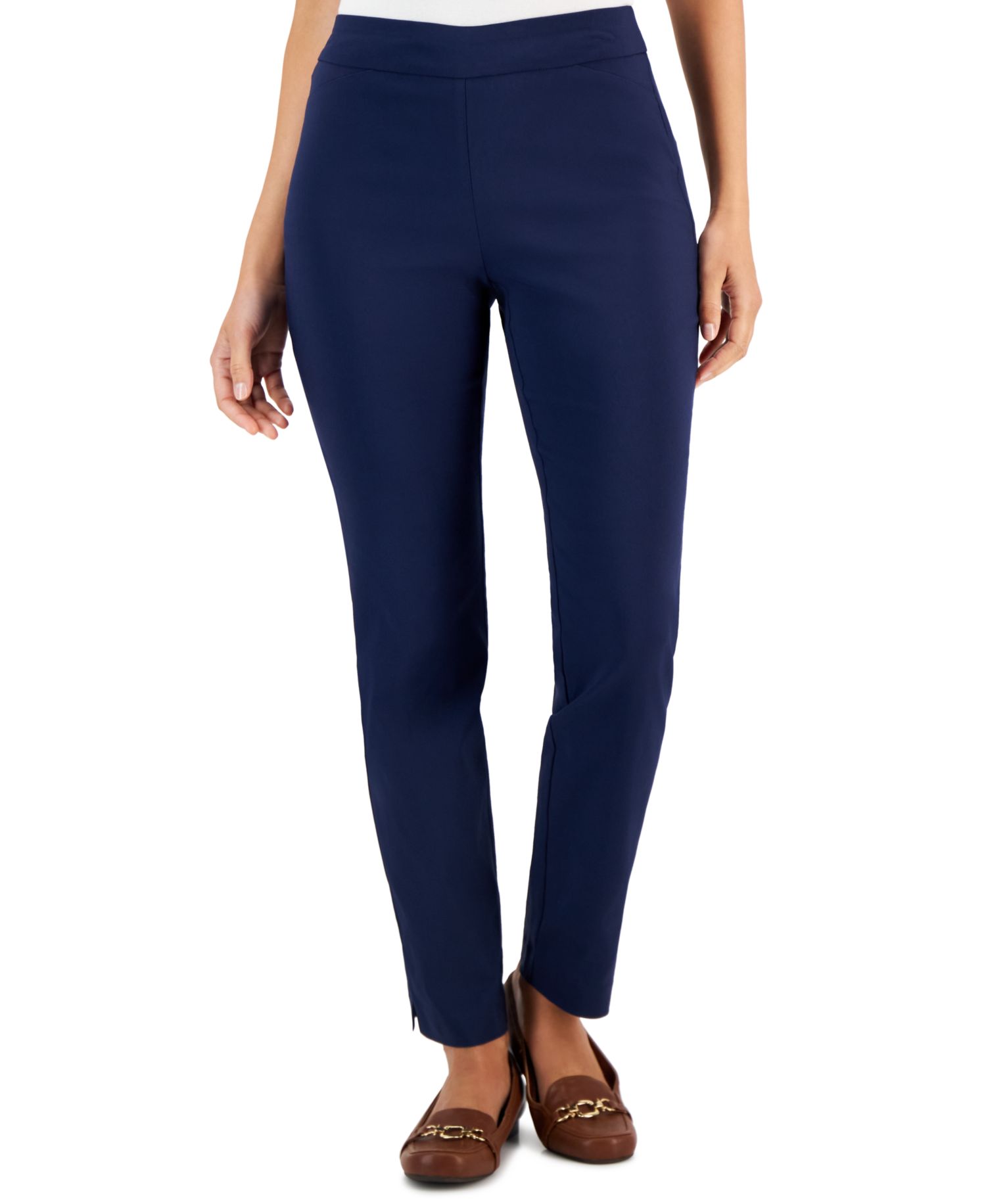 Petite Tummy-Control Cambridge Stretch Slim-Leg Pants
