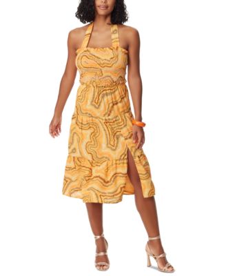 knee length dresses for ladies Cara Smocked Halter Poplin Dress main image 1