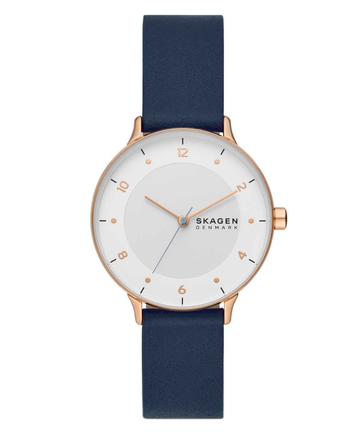Shop Skagen Women's Three-hand Quartz Riis Blue Leather Watch 36mm
