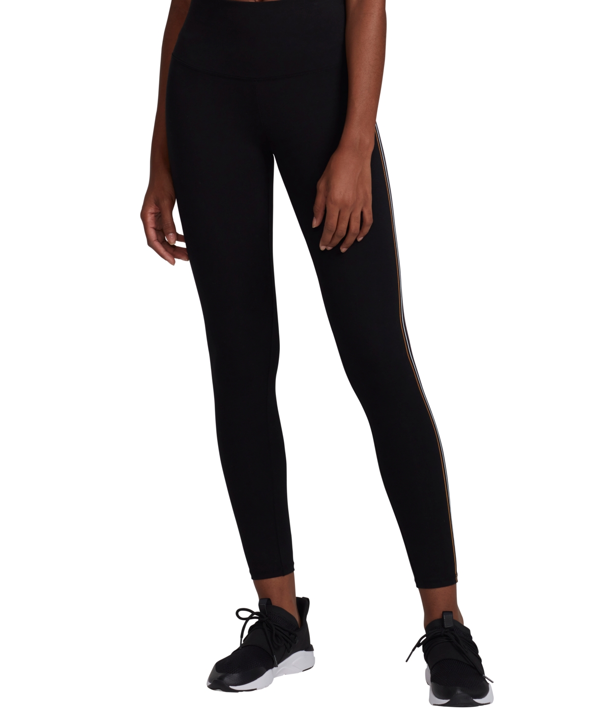 Marc New York Andrew Marc Sport Women's Full Length Leggings With Colorful Side Stripe In Black