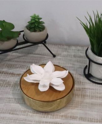Hemispheric Shaped Diffuser with Flower, 'Lily of the Valley' Aroma