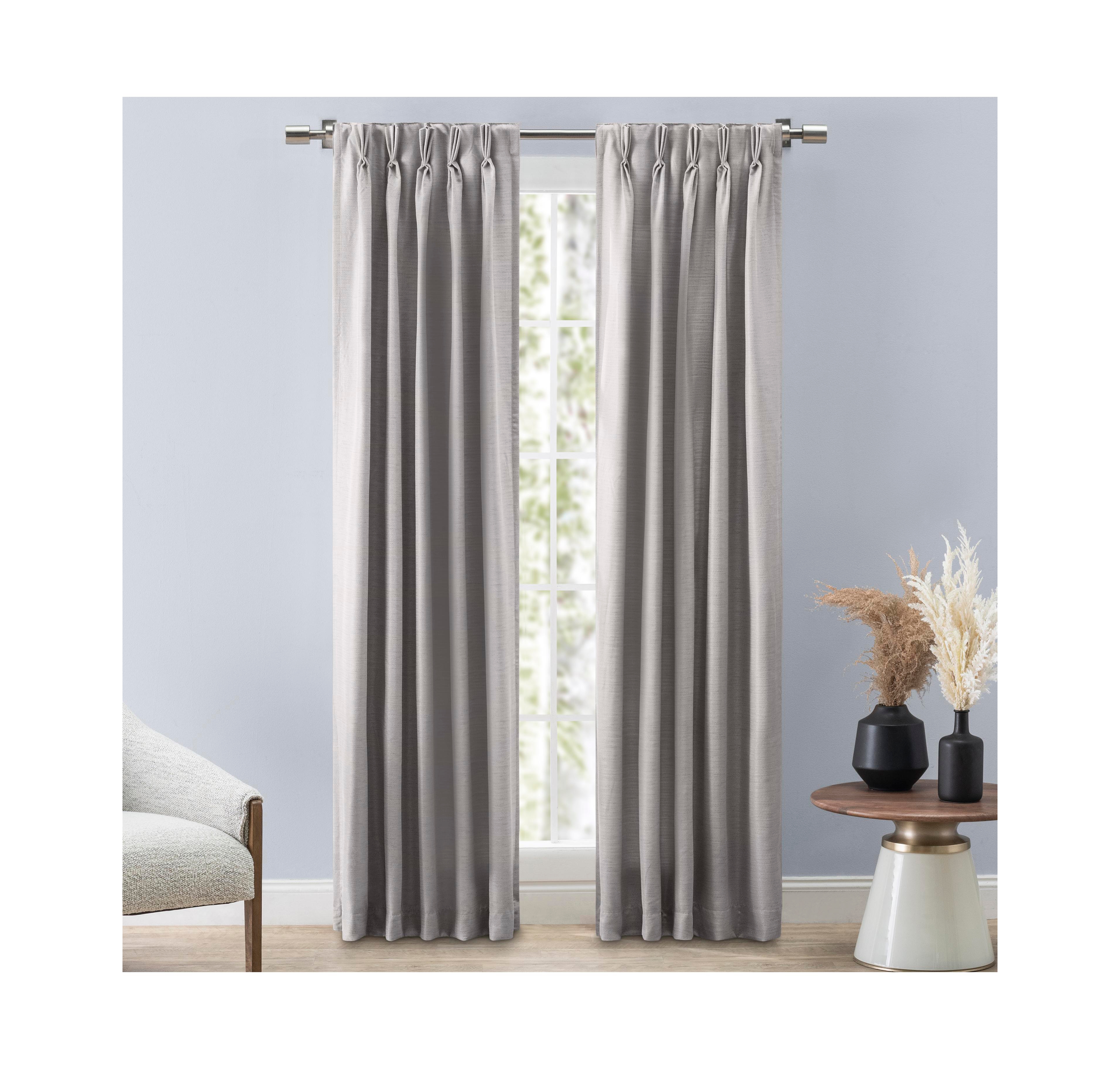 Ricardo Grasscloth 2/Way Pinch Pleated w/Back Tabs Pair Curtain 100"W x 84"L