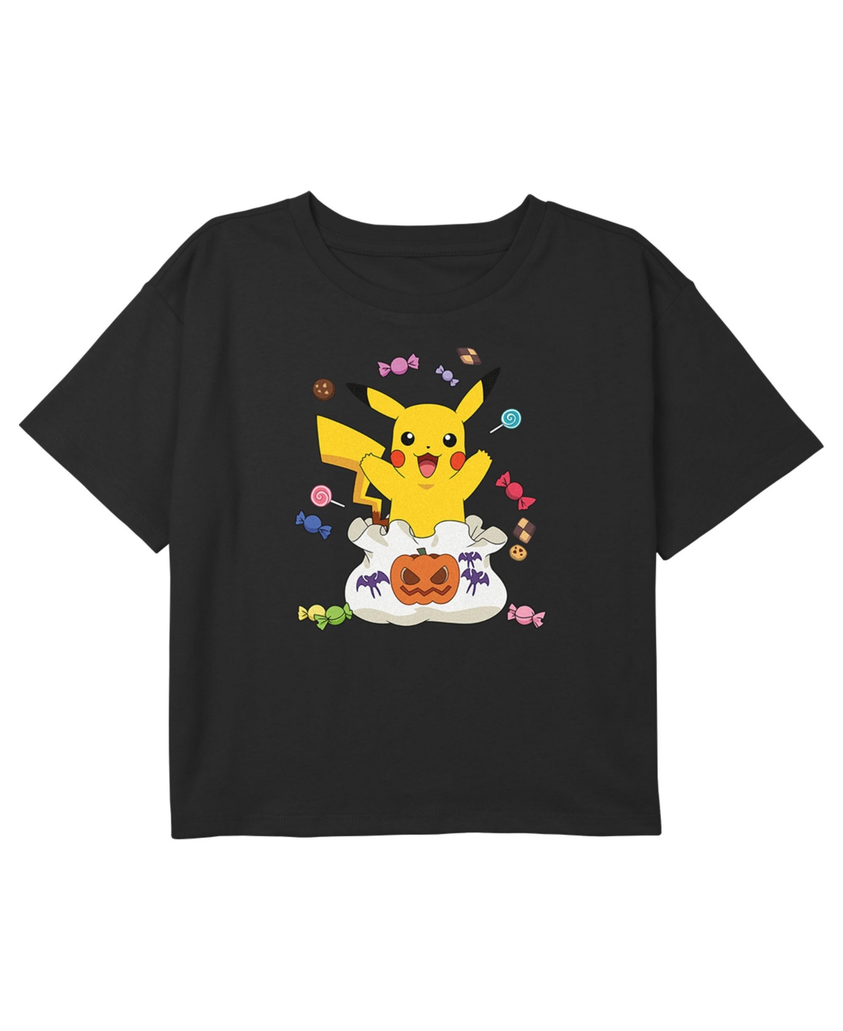 Nintendo Girl's Pokemon Halloween Pikachu Candy Bag Child T-shirt In Black