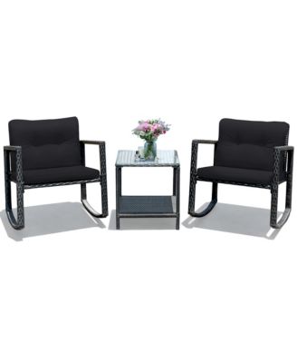 3PCS Patio Wicker Rattan Sofa Set Outdoor Sectional Conversation Set Garden Lawn