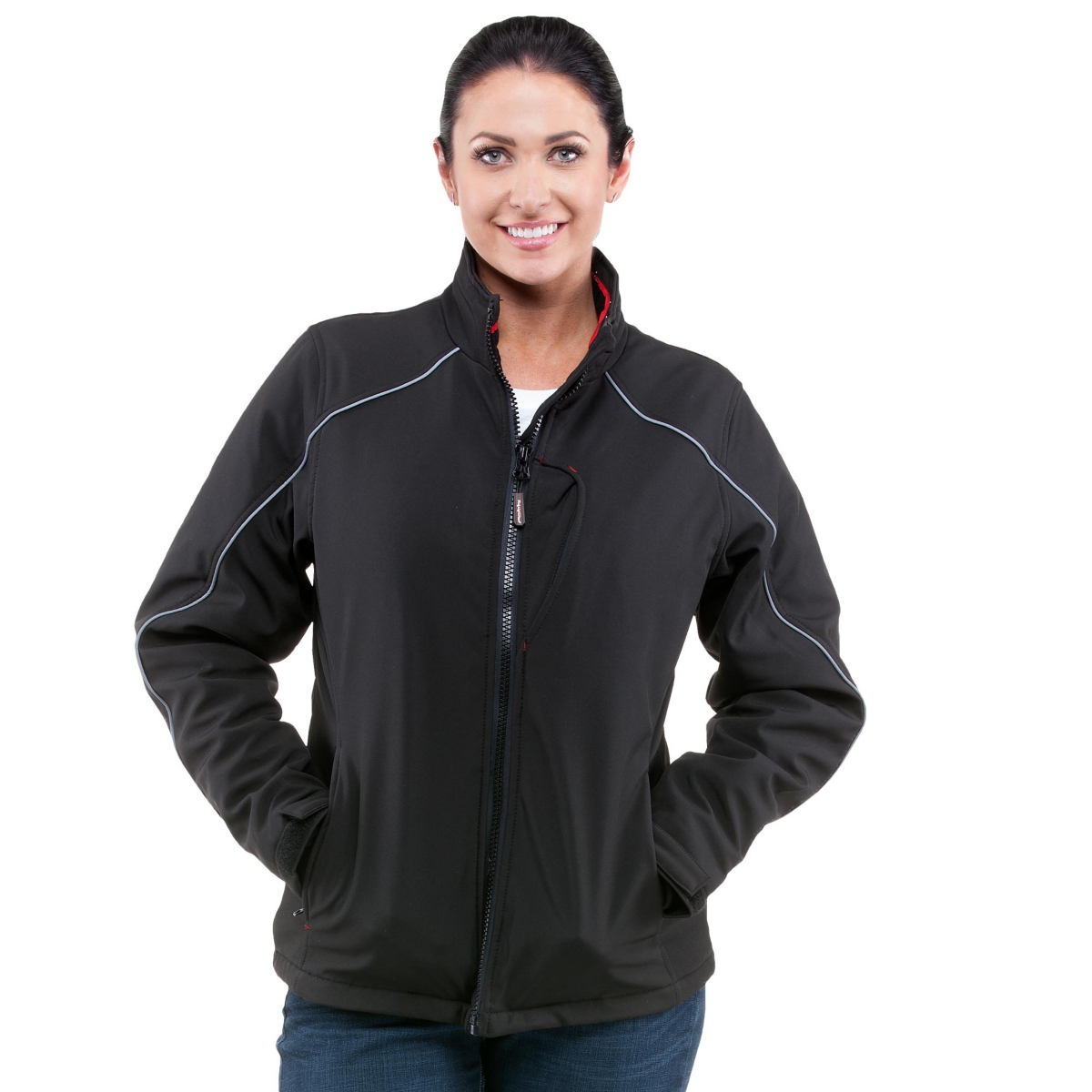 Women's Warm Insulated Softshell Jacket with Thumbhole Cuffs - Black
