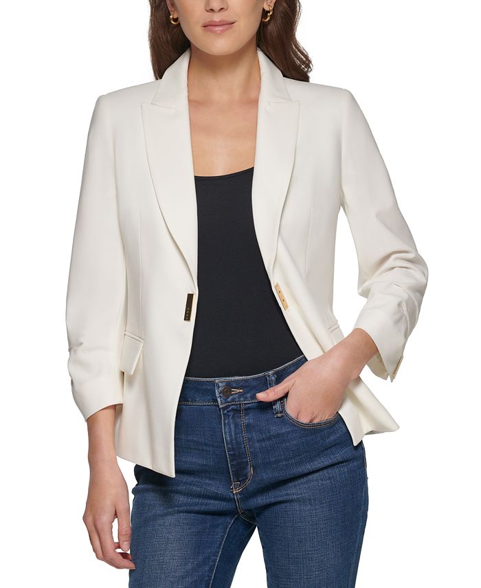 FORTTS Women's Jacket Lapel Neck Single Button Lace Blazer for