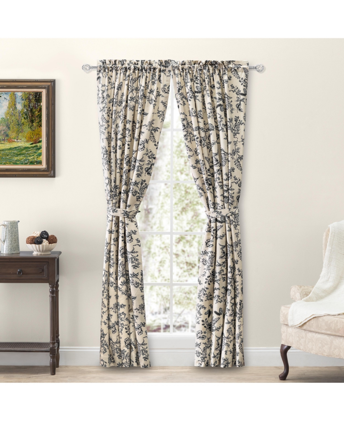 Ricardo Waverly Gardens Tailored Curtain Panel Pair with tiebacks 84