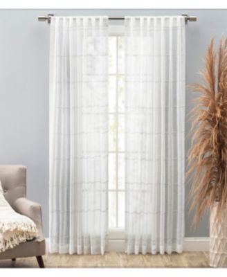 Horizon Stripe Rod Pocket with Back Tab Curtain Panel 55"W x 63"L