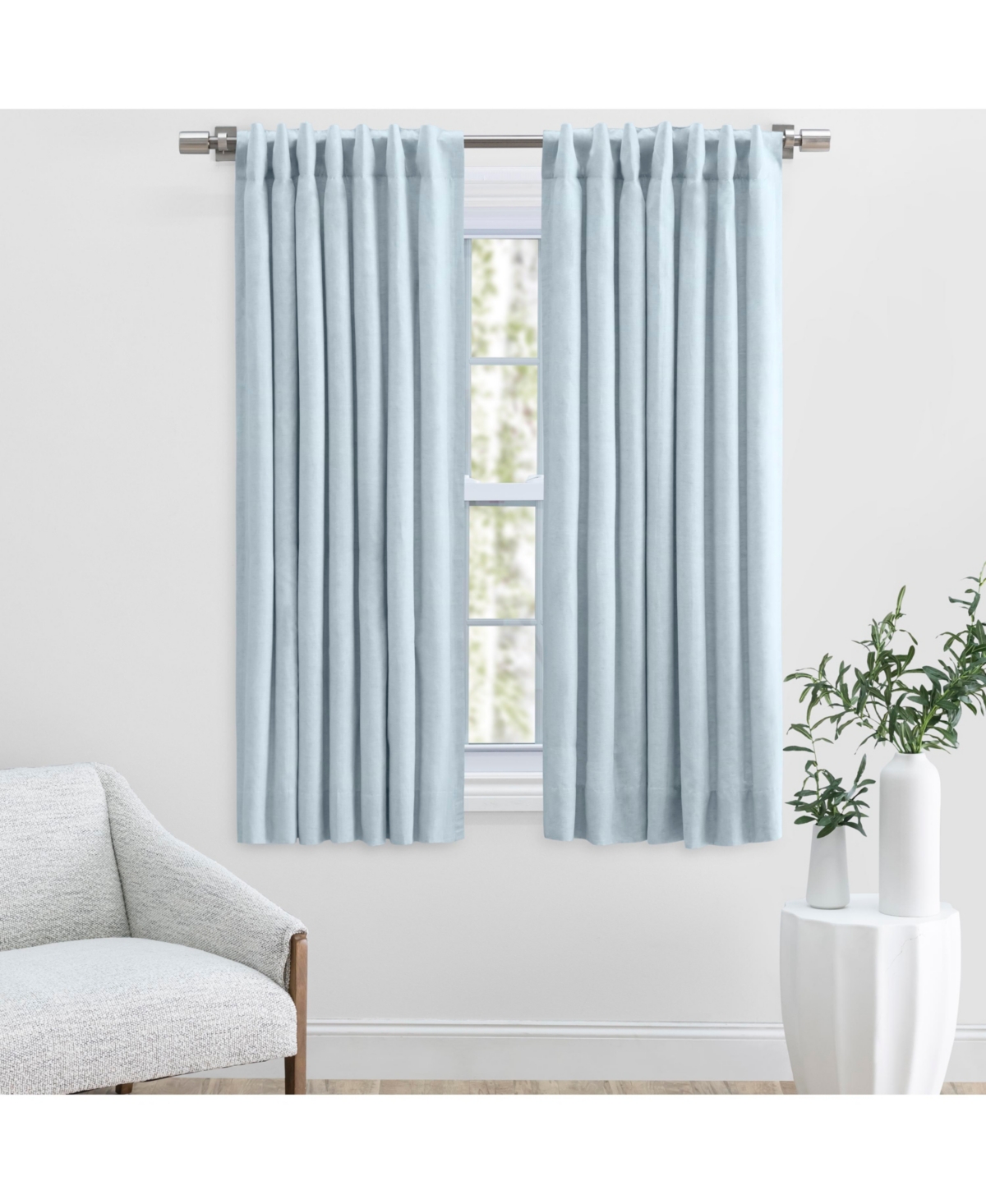 Ricardo Serene Rod Pocket with Back Tabs short Curtain Panel 48"W x 45"L
