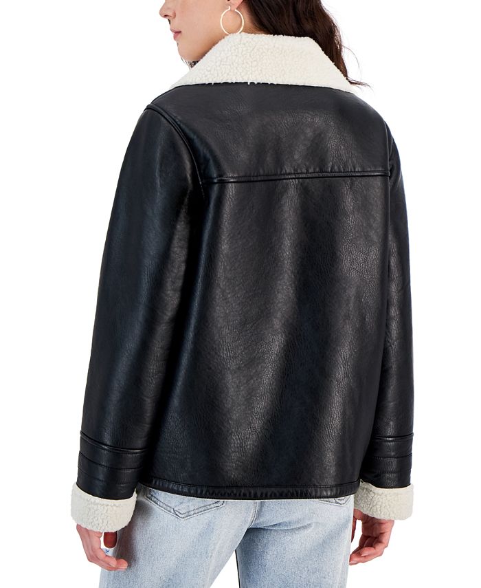 Jou Jou Juniors' Faux-Leather Long-Sleeve Jacket - Macy's