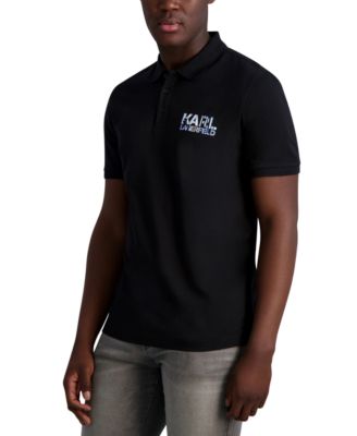 KARL LAGERFELD PARIS - Men's Slim-Fit Striped Logo Short-Sleeve Polo Shirt