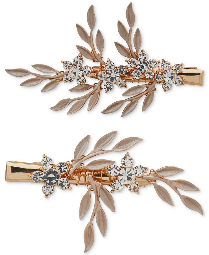 lonna & lilly 2-Pc. Gold-Tone Crystal Flower Hair Clip Set - Macy's