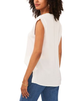 XiaoMaAnJi Women's Plus Size Summer Tank Top - V-Neck, Sleeveless, Loose Flowy Tunic, Lace Hem